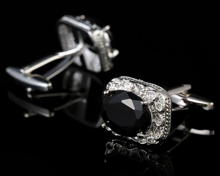 BLACK ZIRCON SILVER CUFFLINKS