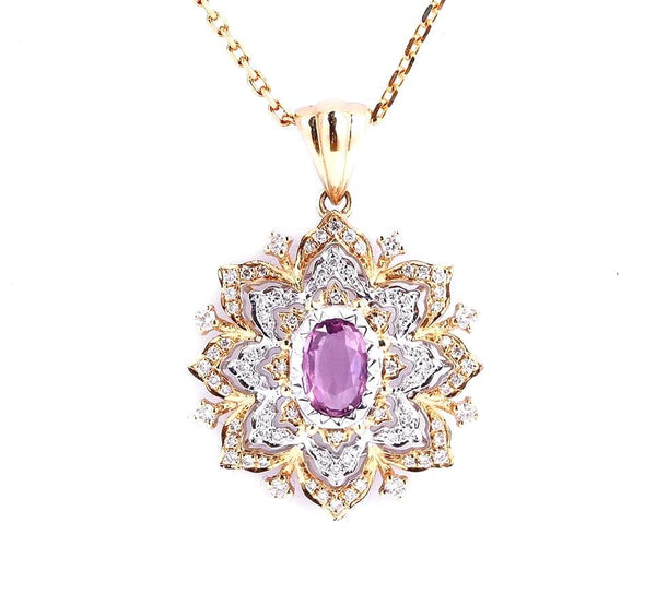 Pink Sapphire and Diamond Pendant