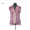 Rabbit fur vest  with raccoon fur collar