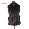 Rabbit fur vest  with raccoon fur collar