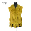 Rabbit fur vest  with raccoon fur collar