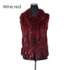 Rabbit fur vest  with raccoon fur collar