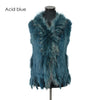 Rabbit fur vest  with raccoon fur collar