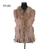 Rabbit fur vest  with raccoon fur collar