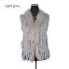 Rabbit fur vest  with raccoon fur collar