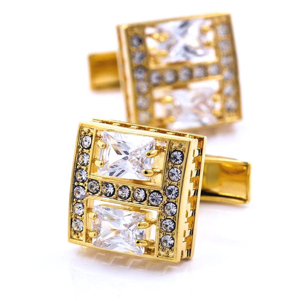 GOLD CRYSTAL CUFFLINKS
