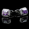 Purple Crystal Silver Cufflinks