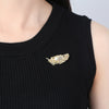 Natural Pearl Gold 925 Sterling SilverPave Feather Brooch