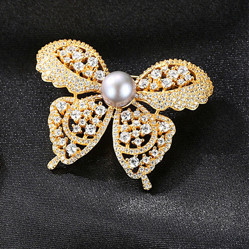 Elegant Freshwater Pearl 925 Sterling Silver Brooch