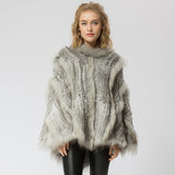 Knitted rabbit & raccoon Fur Shawl