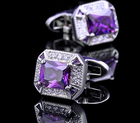 Purple Crystal Cufflinks