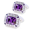 Purple Crystal Silver Cufflinks