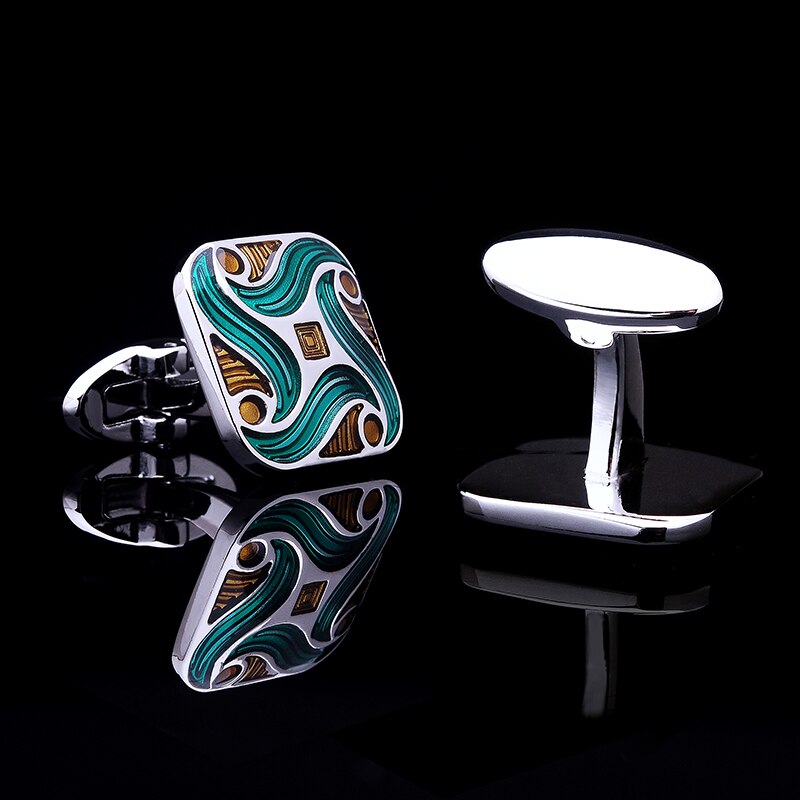 Green Silver cufflinks