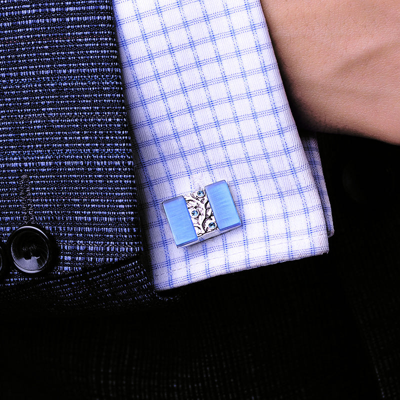 Blue Silver Cufflinks