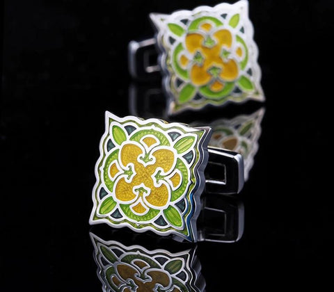 Copy of SILVER MOTHER OF PEARL CRYSTAL CUFFLINKS