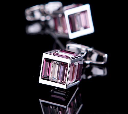 PURPLE CRYSTAL SQUARE CUFFLINKS