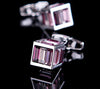 PURPLE CRYSTAL SQUARE CUFFLINKS