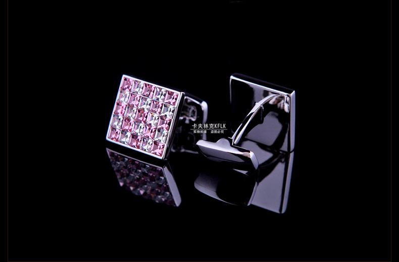 PINK SQUARE CRYSTAL CUFFLINKS