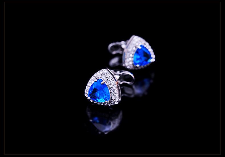 TRIANGLE BLUE CRYSTAL CUFFLINKS