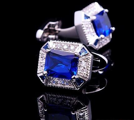 BLUE CRYSTAL CUFFLINKS