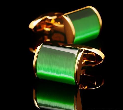GOLD GREEN CUFFLINKS