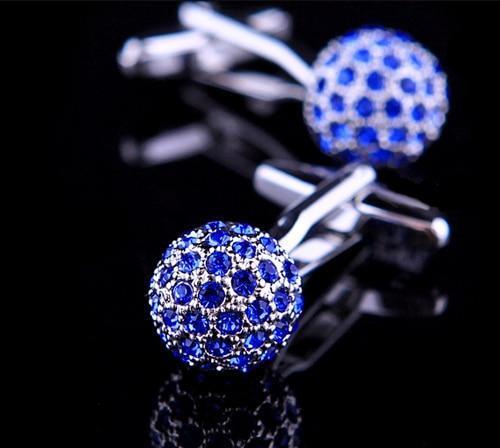 BLUE CRYSTAL BALL CUFFLINKS