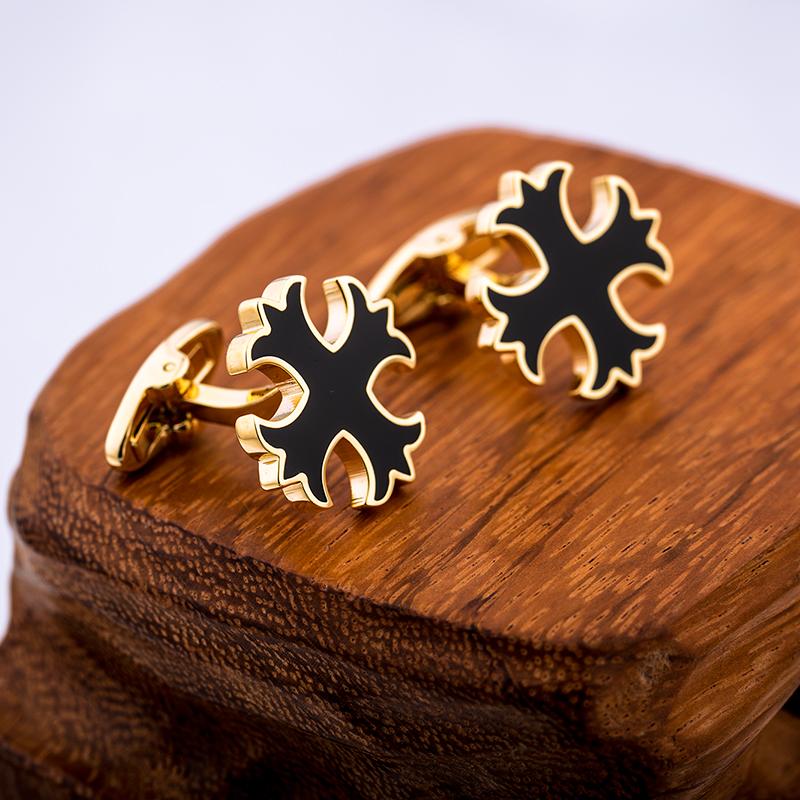 GOLD BLACK CROSS CUFFLINKS