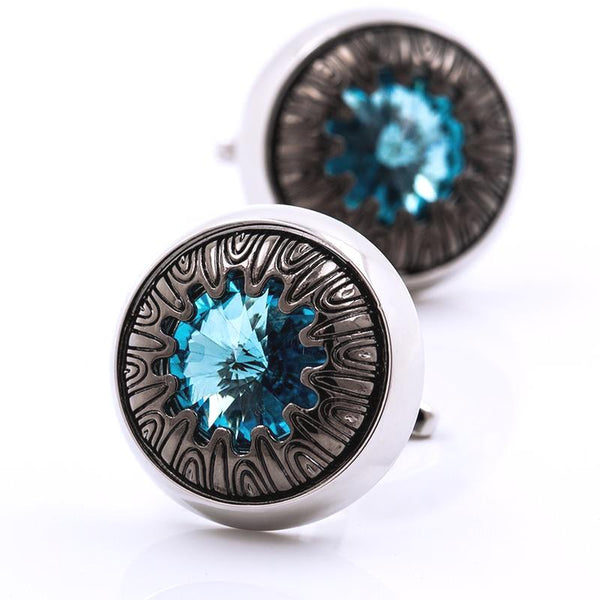 BUTTON BLUE CRYSTAL CUFFLINKS