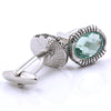 SILVER GREEN STONE CUFFLINKS