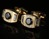 BLACK CRYSTAL GOLD CUFFLINKS