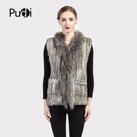 Knitted raccoon fur vest/ jacket