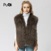 Knitted raccoon fur vest/ jacket