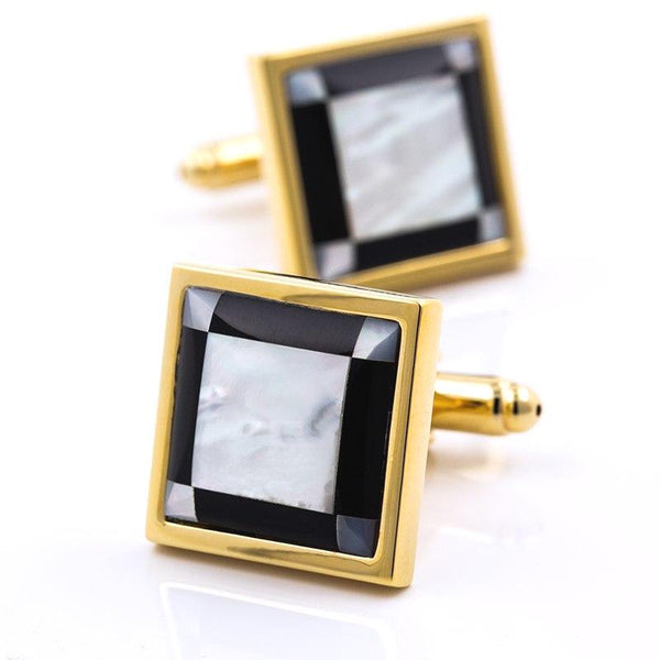 GOLD SQUARE MOTHER PEARL CUFFLINKS