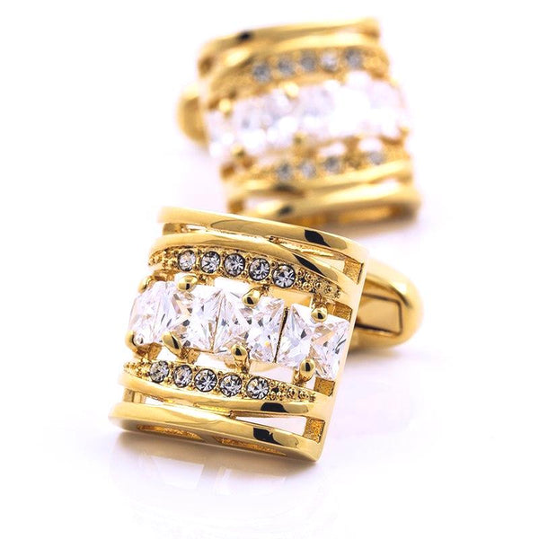 GOLD CRYSTAL CUFFLINKS