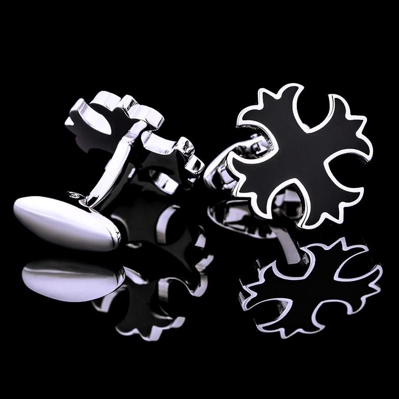 SILVER BLACK CROSS CUFFLINKS
