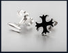 SILVER BLACK CROSS CUFFLINKS