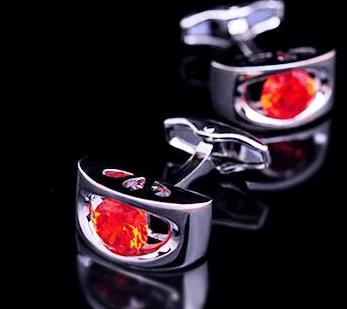 Orange Red silver cufflinks