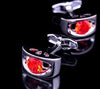 Orange Red silver cufflinks