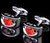 Orange Red silver cufflinks