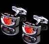 Orange Red silver cufflinks