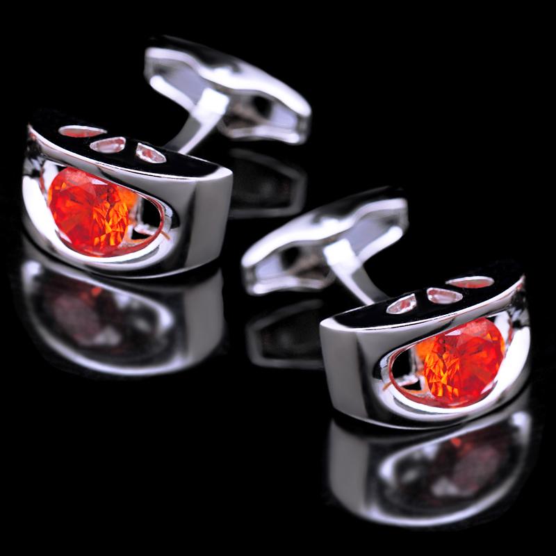 Orange Red silver cufflinks