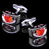 Orange Red silver cufflinks