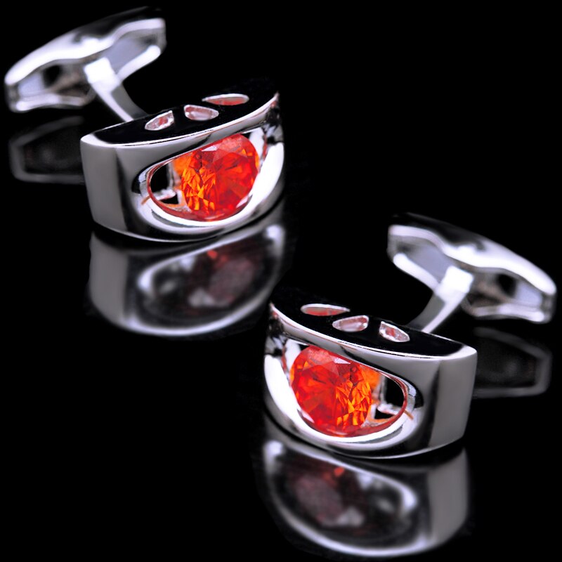 Orange Red silver cufflinks
