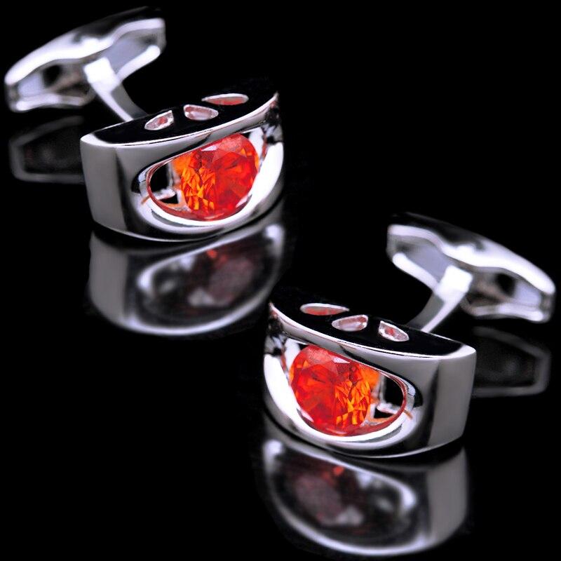 Orange Red silver cufflinks