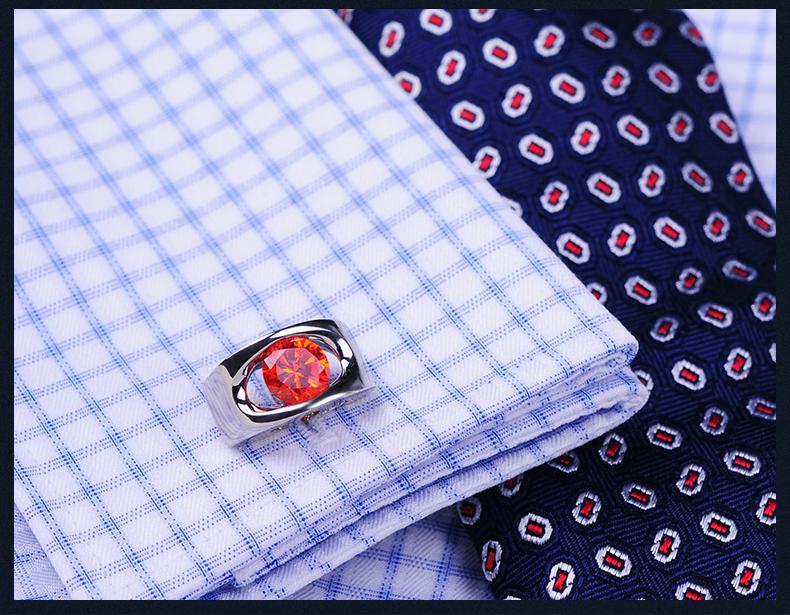 Orange Red silver cufflinks