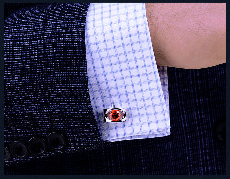 Orange Red silver cufflinks