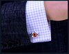Orange Red silver cufflinks