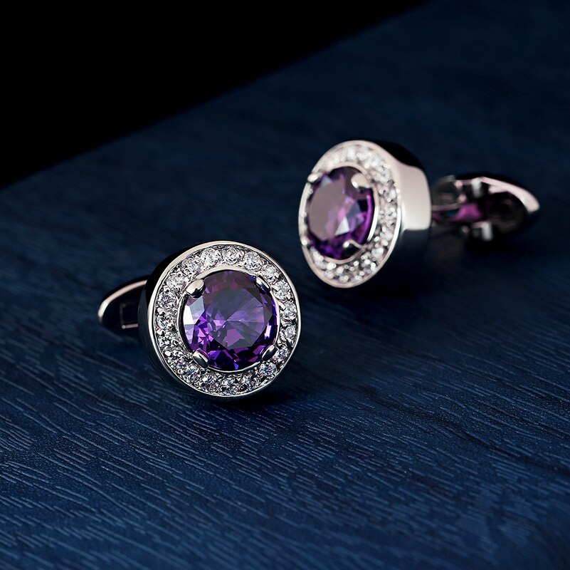 Purple crystal cufflinks