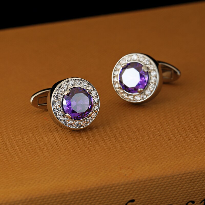 Purple crystal cufflinks