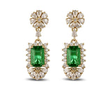 Emerald and Diamond 585 Gold Drop Earrings
